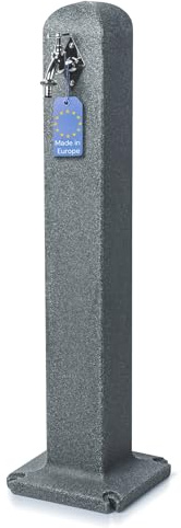 YourCasa Stoneflow Wassersäule Garten Granit-Optik | Wasserzapfsäule Poller mit Wasserhahn | 90 cm Standbrunnen Zapfstelle Außenbereich | Witterungsbeständig Frostsicher UV-stabil (Anthrazit)