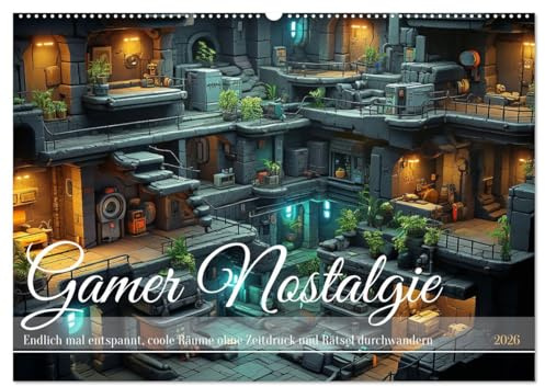 Gamer Nostalgie (Wandkalender 2026 DIN A2 quer), CALVENDO Monatskalender: 16bit Kult und entspannte Augen Wanderung (CALVENDO Spass)
