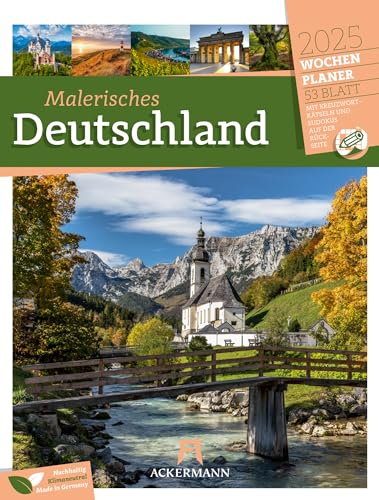 Malerisches Deutschland - Wochenplaner Kalender 2025, Wandkalender im Hochformat (25x33 cm) - Wochenkalender mit Rätsel und Sudokus