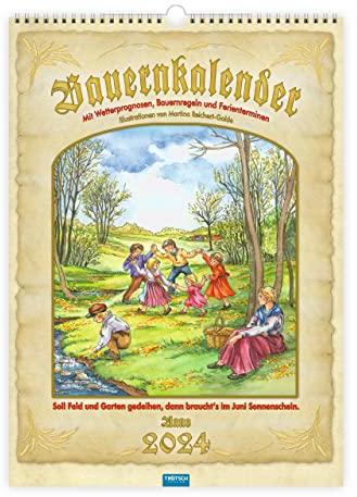 Trötsch Großbildkalender Bauernkalender 2024 - mit Wetterprognosen Bauernregeln und Ferienterminen: Wandkalender