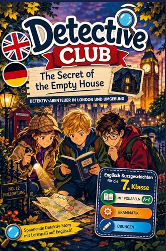 Detective Club - The Secret of the Empty House: Detektiv-Abenteuer in London und Umgebung | Englisch Kurzgeschichten für die 7. Klasse | Mit Vokabeln, Grammatik & Übungen (A2+/B1)