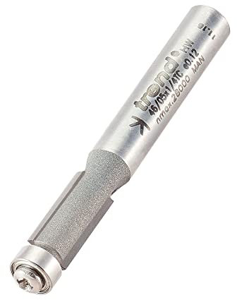 Trend Professional Guided Trimmer, 1/4 Inch Shank, 6.35mm Diameter, 12.7mm Cut Length, Bearing Mounted, Tungsten Carbide Tipped, 46/05X1/4TC