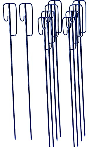 UvV Absperrleinenhalter Stahl Set mit 10 Stück Laterneneisen 1200 mm lang Ø14 mm mit UVV-Bügel für Fangzaun, Absperrungen, Parkplatz, Absperrkette oder Warnband (Blau)