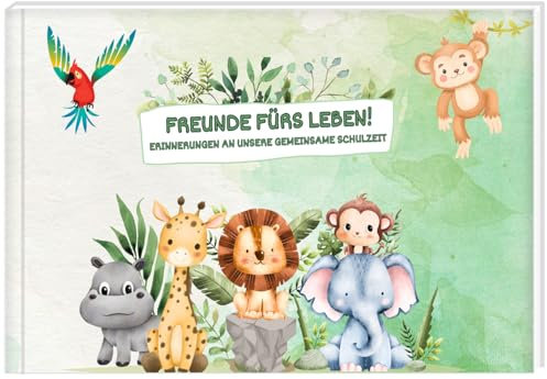 Freunde fürs Leben – Freundebuch Dschungel-Design: Hardcover für Mädchen und Jungen, Grundschule, mit Tieren, Freundschaftsbuch Kinder