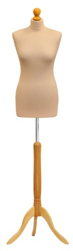 Display King Schneiderpuppe mit hellem Holzsockel, Holz Polystyrol, cremefarben