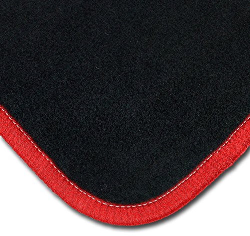 Bär-AfC Auto Fußmatten Classic passend für BMW Z4 E85 2002-2008, Autoteppiche Nadelvlies Schwarz, Rand Kettelung Rot, Set 2-teilig, BM05620n