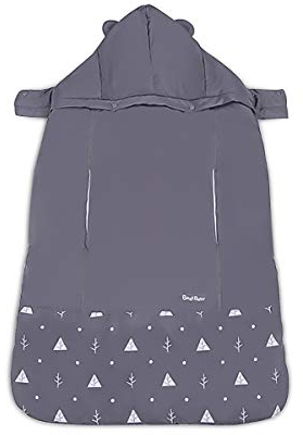 SONARIN Universal All Seasons Regenschutz für Babytrage, Wintermantel warm, Fußsack, Winddicht, Wasserdicht, Abnehmbarer Hut(Grau)