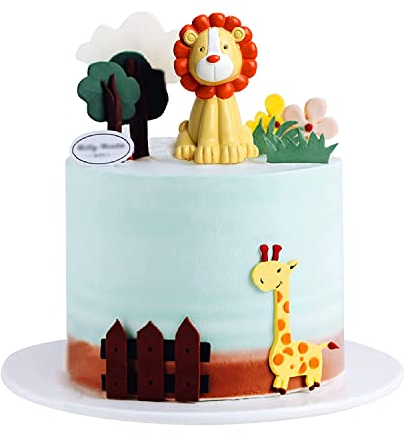 Unimall Global 1 Packung 3D Harz Blink Lion Kuchen Topper Dschungel Safari Tiere Kuchen Dekoration Tiere Figur Kuchen Topper Picks für Babyparty Kindergeburtstag Party Supplies