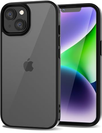 LoeoeL for iPhone 14 Case Clear, Transparent Hybrid 14 Phone Case [Hard Plastic & Soft Silicone Bumper] Acrylic Non Yellowing Thin Slim Protective Cover for Women, Black