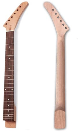 WUQIMUSC Bananen-Kopfplatte Gitarrenhals, Mahagoni-Holz, 22 Bünde, 62,9 cm, Griffbrett aus Palisander, mit Punkte-Inlay für DIY-Ersatzhals, zum Aufkleben auf die Ferse