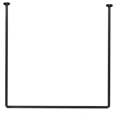 Vetrineinrete® Bastone per tenda doccia universale a forma di U angolare con aste 80X80X80 cm nero asta per tende
