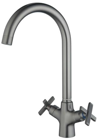 BELZ Wasserhahn Küche, Doppelgriff küchenarmatur, Mischbatterie Küche, Armatur Küche 360° Drehba, Messing Chrom