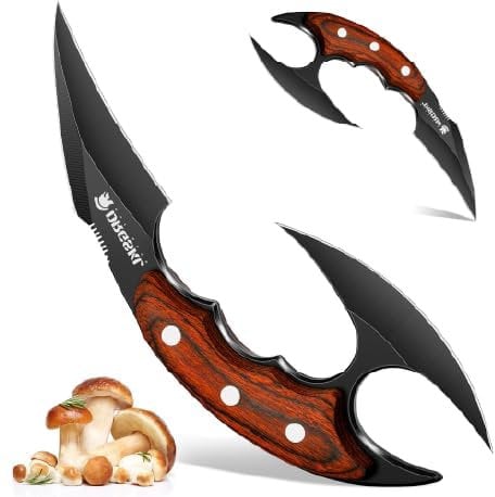 DRGSKL Outdoor Survival Messer Scharfes Camping Taschenmesser mit Scheide und Pilzmesser Funktion für BBQ, ideal für Männe