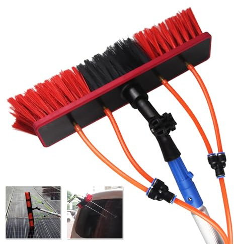 Hoixin Limpieza Placas Solares Cepillo Limpiacristales Telescopico Cepillo Limpieza Cristales Con cabezal de cepillo de 35cm Longitud 3-12m Adecuado para la limpieza de paneles fotovoltaicos y vidrios