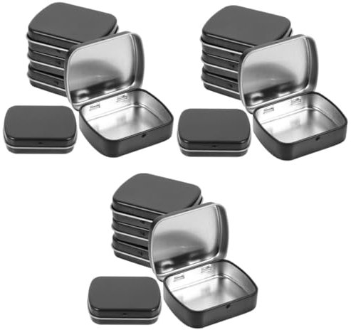 STOBOK 15stücke Kleine Aufbewahrungsbox Aus Eisen Rechteckige Dosen Mit Deckel Für Süßigkeiten Schlüsselanhänger Und Bürobedarf Matte Schwarze Oberfläche Langlebig Und Sicher Der
