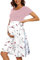 WOOXIO Robe de maternité à manches courtes avec poches pour femme, Rose floral blanc, XXL