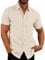 Rodawu Mens Linen Shirts Cotton Short Sleeved Shirts Regular Fit Casual Summer Shirts Lightweight Beach Shirt Khaki Shirts 3XL