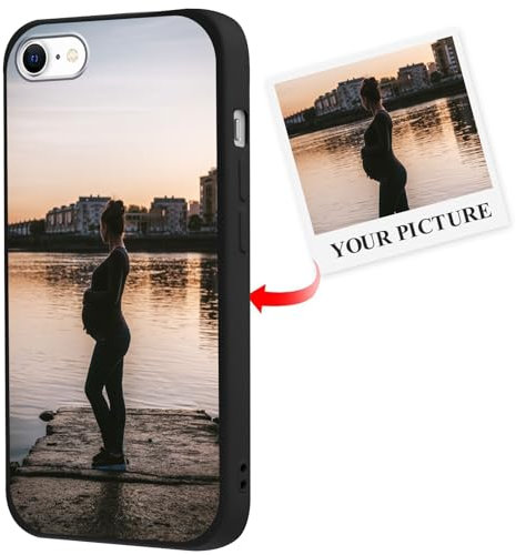 Xylota Personalisierte Handyhülle für iPhone 7/8/SE 2022/SE 2020 4,7'', Personalisiert Hülle mit Selbst Gestalten Eigenem Bild Foto Schutzhülle, Individuelle Design Silikon Case für iPhone 8,Schwarz