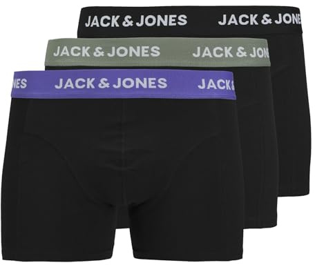 JACK & JONES Herren Unterhosen Shorts Boxershorts Trunks 3er Pack, Farbe:Schwarz, Wäschegröße:S, Artikel:-Black/Black/Black