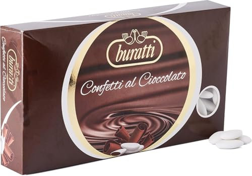 Bu-ratti Confetti al Cioccolato fondente 1000 gr, colore a scelta - 1000 g + 50 bustine alimentari 6 x 10 cm ideali per il confezionamento di bomboniere