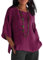 shownicer Camicia Lino Donna Maglietta Estiva Manica Corta Camicetta in Lino Cotone Scollo a V Camicia Leggera Blusa Tinta Unita Curvy Tshirt B Viola 3XL