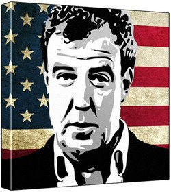 Jeremy Clarkson Pop Art Leinwanddruck, 30 x 30 x 2,5 cm, Sterne und Streifen