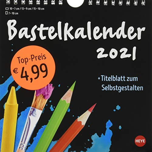 Bastelkalender 2021 schwarz klein - mit Titelblatt zum Selbstgestalten und Monatskalendarium - Format 17,5 x 17,5 cm