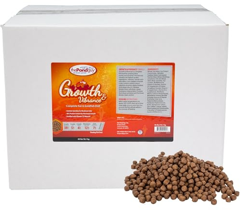 The Pond Guy Growth & Vibrance Fish Food for Show Quality Koi & Goldfish, Premium Protein Floating Pellets for Balanced Nutrition, 40 lbs
