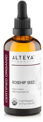 Alteya Organic Olio di rosa canina 100 ml – 100% USDA certificato organico puro bio naturale olio di semi di rosa canina pressato a freddo - cura e trattamento pelle con effetto premium terapéutico