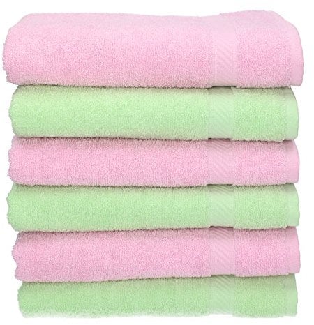 Betz 6 Stück Handtücher Größe 50 x 100 cm Palermo 100% Baumwolle Handtuch-Set Farbe grün und rosé