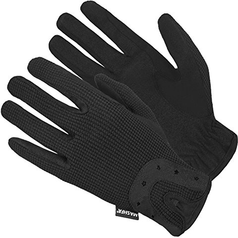 Mashfa Horse Riding Gloves Gents Ladies Children All types Cotton Dublin Track Fabric Shires Gloves Leather Equestrian 1 YEAR WARRANTY Gloves (Ladies, Large)