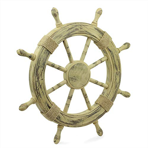Nagina International Nautical Rusticn Brown Antique Schiffsrad | Schöne Wanddekorskulptur (12 Zoll)