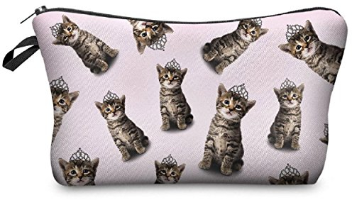 Modische Kulturtasche Kosmetikbeutel Schminktasche Make-Up Bag Kulturbeutel Wasserabweisend Originelle Print-Motive für Reisen, Urlaub und Alltag (Cat Princess)