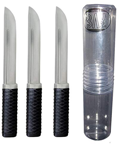 Bay Sports 3X Set Gummimesser + Dose Trainingsmesser Messer Gummi biegsam SV Gummidolch Dolch Übungsmesser Krav MAGA