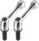 sourcing map M10 x 25 mm Griff verstellbarer Klemmhebel Gewinde Druckknopf Ratsche Außengewinde Bolzen Knöpfe Verriegelung Drehschraube Griffe Schnellverschluss Bolzen Silber Ton 2 Stück