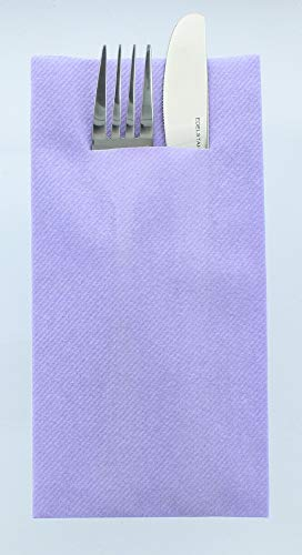 Mank Airlaid Besteckservietten Uni | 40 x 40 cm | 1/8-Falz | Premium Einweg-Serviette | saugstark | Basic | 75 Stück (Lila)