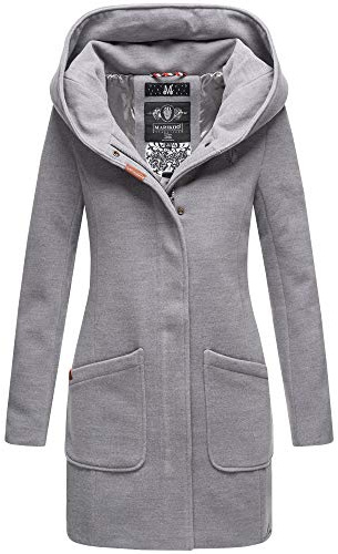 MARIKOO Damen Winter Jacke Mantel Business Trenchcoat Wintermantel Parka XS-XXL MAIKOO (L, Hell Grau)
