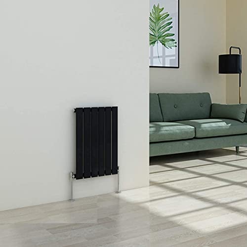 Warmehaus Radiador de diseño horizontal de panel plano moderno de calefacción individual negro radiador 600 x 410 mm