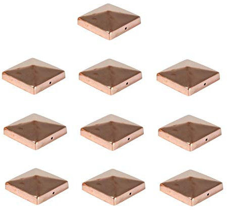 h2i Pfostenkappe | Kupfer | 91 x 91 mm | 10 Stück | Eckige Abdeckkappe für Garten Holzpfosten Pfostenträger & Zaunpfosten in Pyramidenform | Wetterschutz für Holz-Balken & Pfosten