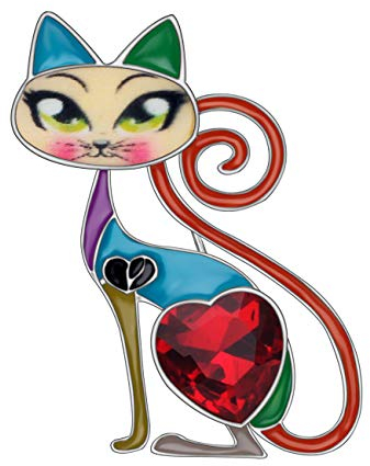 DOWAY Broche en émail floral en forme de chat pour femme (vert)