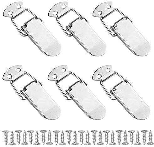 WMYCONGCONG 6 Pieces Silver Toggle Latch, Stainless Steel Spring Loaded Toggle Latch, 90mm/3.55in Catch Hasp Clamp Clip Lock with Screws for Cabinet, Wooden Case, Box, Chest