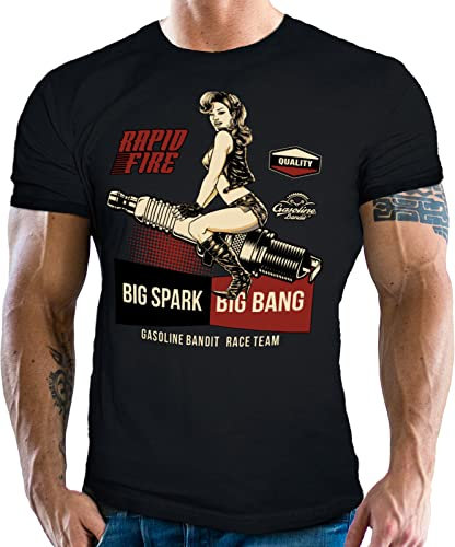 Classic Biker Racing Motorrad T-Shirt: Big Spark - Big Bang