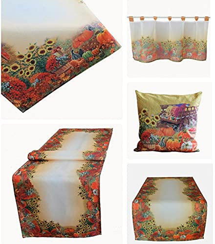Tischdecke Tischläufer Mitteldecke Kissenhülle Bistrogardine herbstlicher Druck Kürbis und Sonnenblumen tolle Farben (85 x 85 cm)