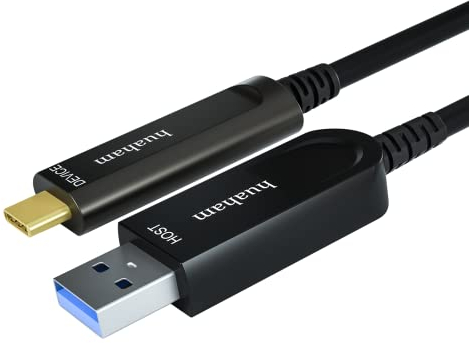 huaham USB-C to USB-C Fibre Optic Cable 50ft | 10Gbps USB 3.2 Gen 2 High-Speed Cable | Long Distance Transmission for Laptop, Camera, Webcam, VR/AR & Touch Screen Devices