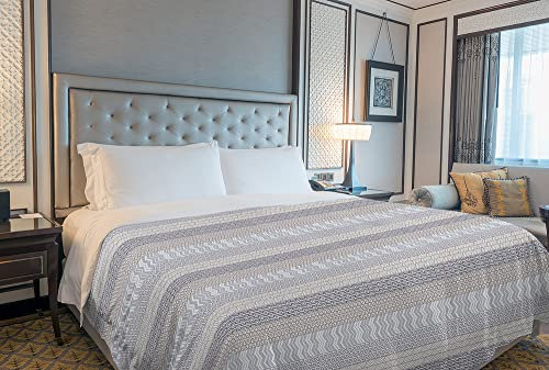 IlGruppone Copriletto Estivo Made in Italy 100% Cotone Coperta Leggera Piquet Singolo Matrimoniale Piazza e Mezza - Azteco Grigio - 2 Piazze