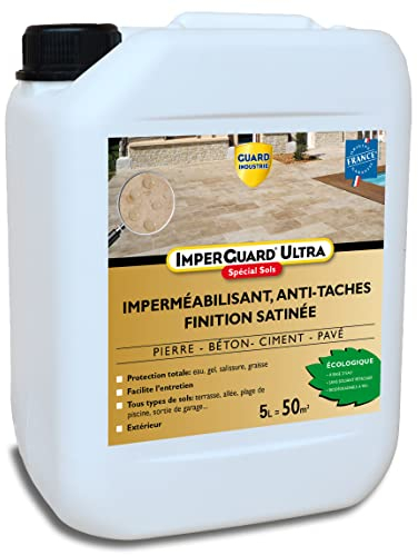ImperGuard Ultra Protection Sol Effet Satiné – Imperméabilisant Pierre Poreuse Béton - Durcisseur Joints -5L Traite 50m²