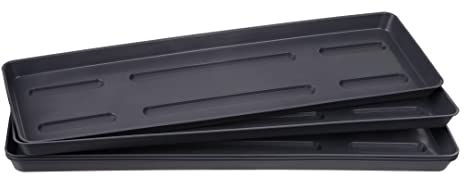 Home Garden Ornaments Anthracite Set of 5 – Rectangular Plant Pot Trays – Plastic Saucers for Rectangular Pots (46cm)