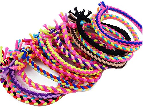 50Pcs Multicolor Braided Knotted Elastic Hair Ring Hair Rope Hair Tie Rubber Band Ponytail Holder Headband Headwear Hair String (Color Random)