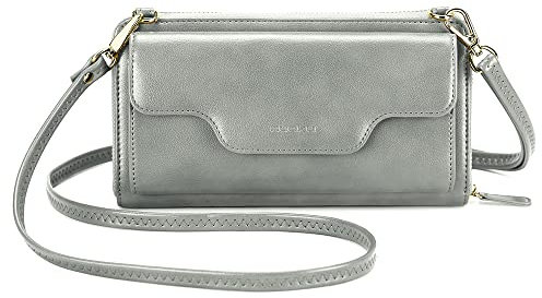 nuoku Umhängetasche Damen Klein, Tasche Damen Umhängetasche, Crossbody Bag Damen Leder mit Kreditkartenhalter