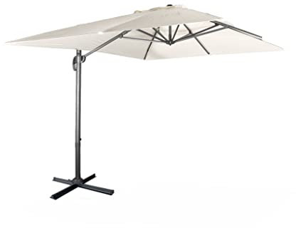 Alice's Garden - Parasol déporté rectangulaire 3x4m - Wimereux - Ecru - Parasol excentré inclinable dans 5 positions. rotatif à 360°.